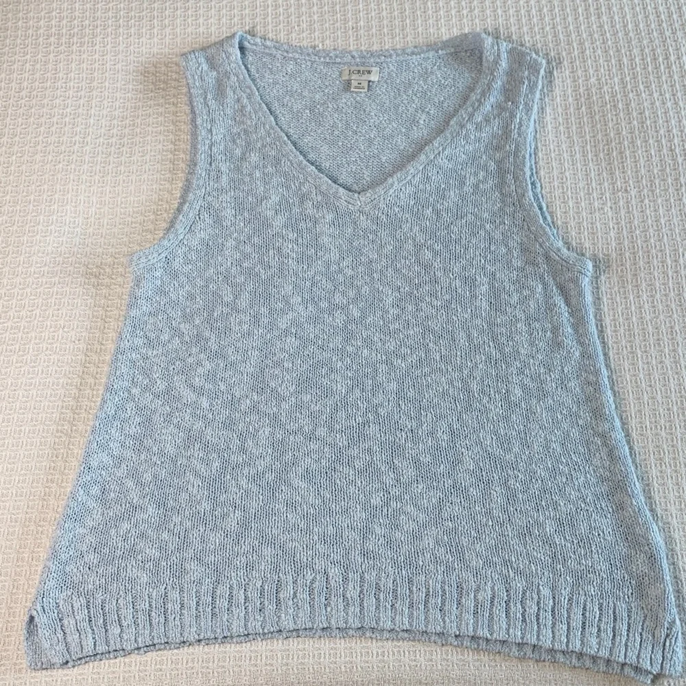 J Crew light blue cotton blend v-neck sweater vest size medium
